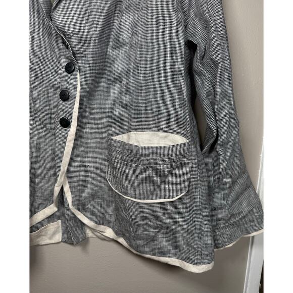 Anny Jacobson Lagenlook Micro Houndstooth Linen Blazer size M - Picture 8 of 10